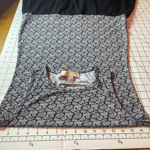 Michael Kors Sleeveless Pleated Hem Dress XS Black & White Career Capsule - Picture 6 of 10